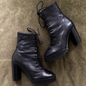 The Kooples Black platform heel combat boots